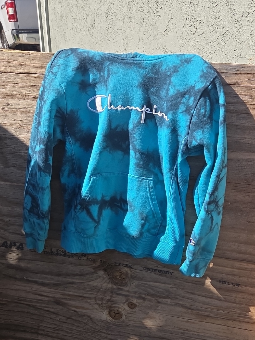 Champion Turquoise & Black Tie-Dye Pullover Hoodie
